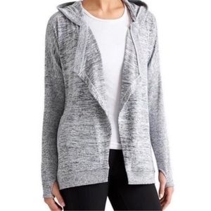 Athleta Blissful Wrap Grey open front Hooded Cardigan size large
